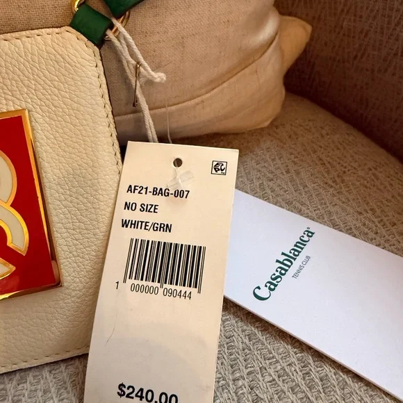 Casablanca Cream and Green Crossbody leather cardholder - Picture 3 of 7